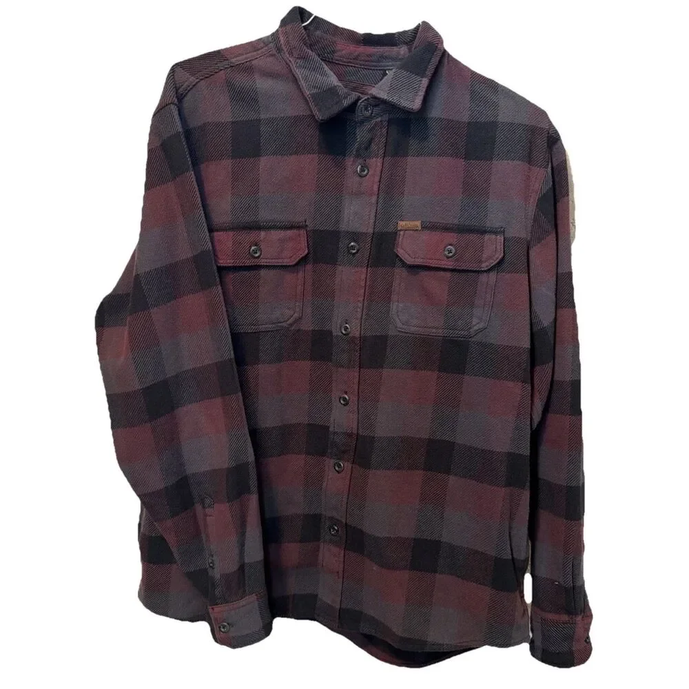 Orvis Big Bear Heavy Flannel Zinfandel Plaid Shacket Button Down L